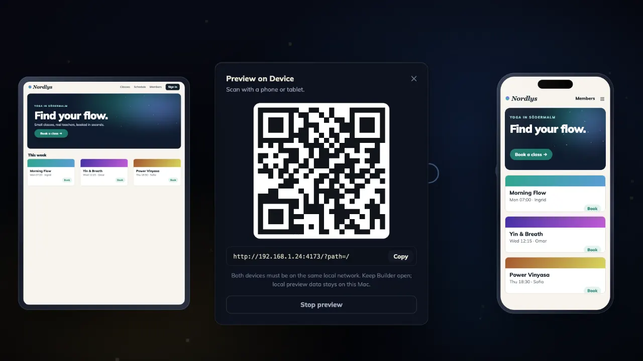 Control Panel Tablet Menu Skena Builder · AI builds your app. You control every pixel.